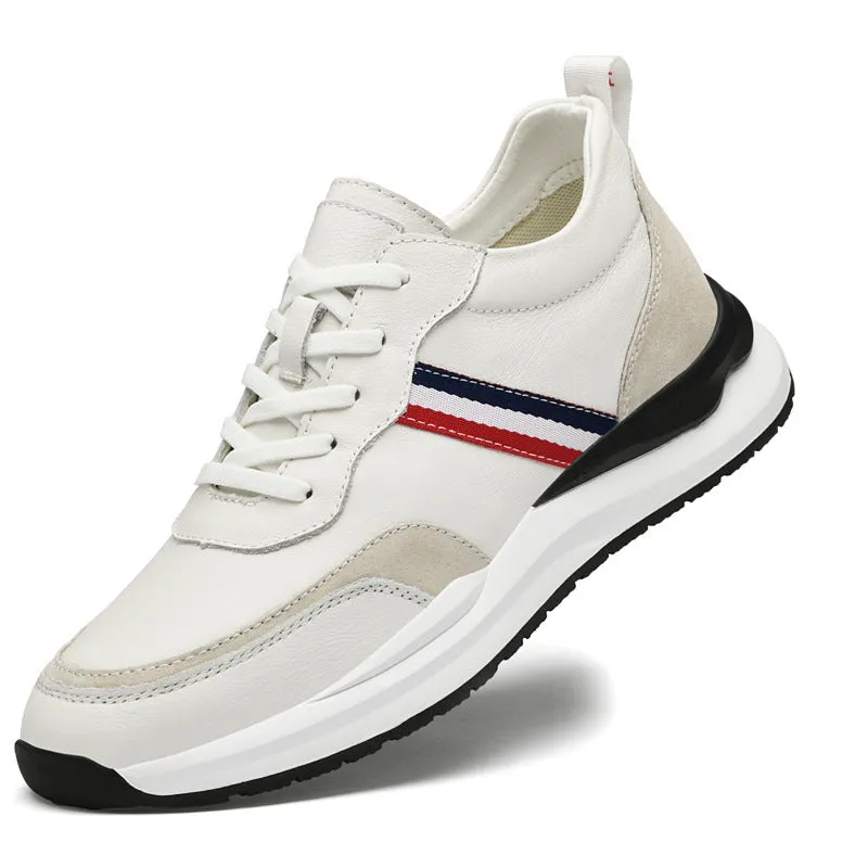 Male Invisibly Heightened Shoes 8cm Platform White Shoes