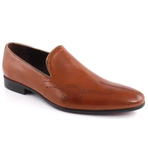 Men “ALDRICH”  Cap Toe Perforated Design Slip On Loafer Shoes