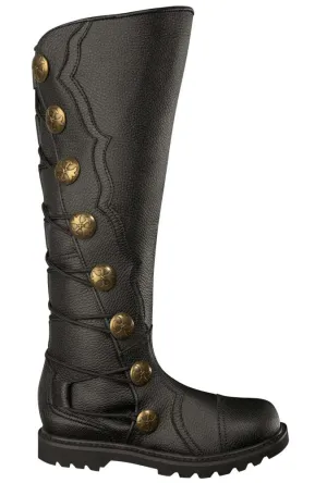 Men's Black Leather Knee High Renaissance Boots 9912-BK