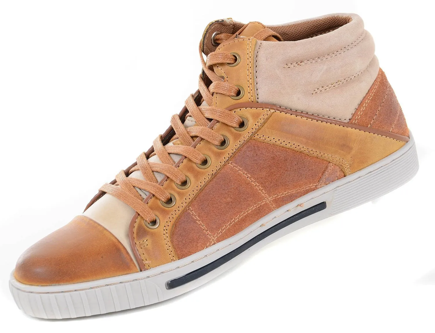 Men's Dylan Low Lace Up Two-tone Distressed Leather Sneaker