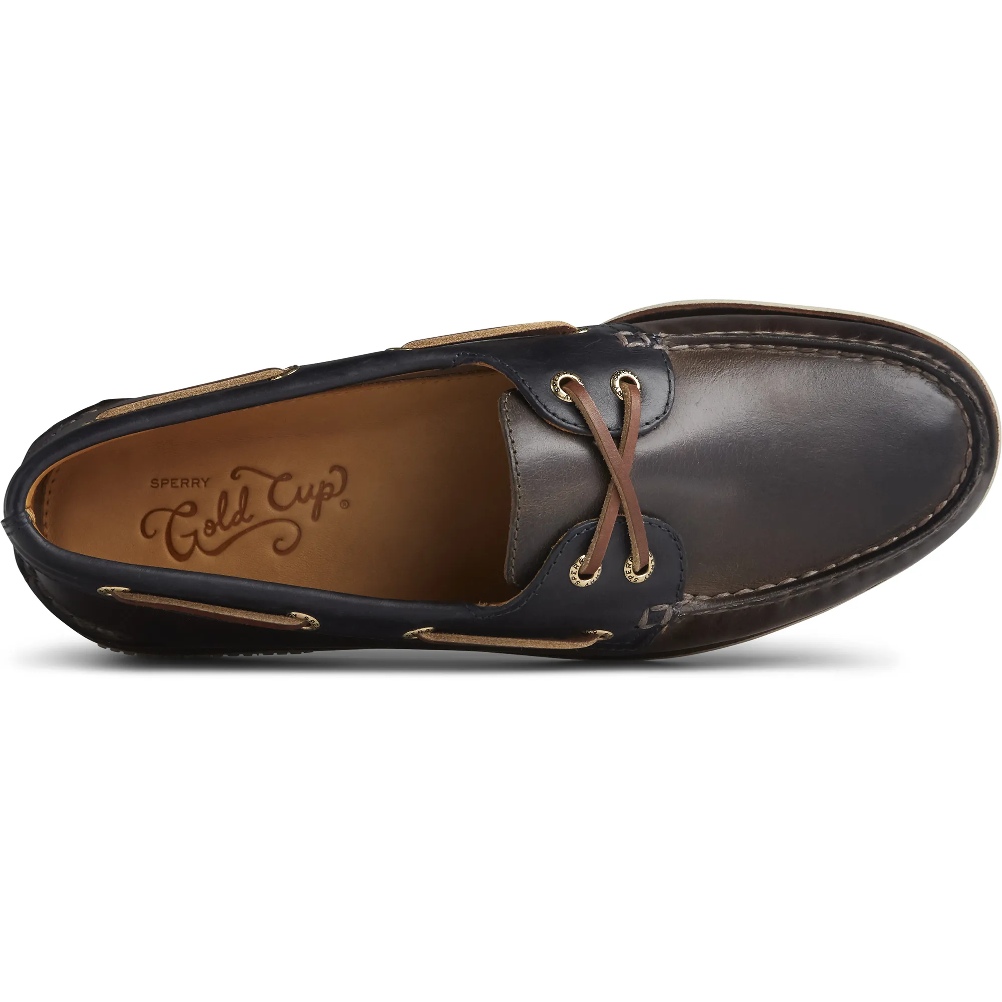 Men's Gold Cup Ao 2-Eye Revenge Soft Fossil/ Blue Boat Shoes (STS22142)