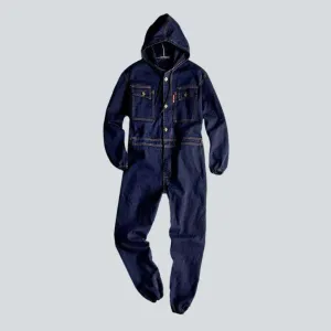 Men's loose denim jumpsuit