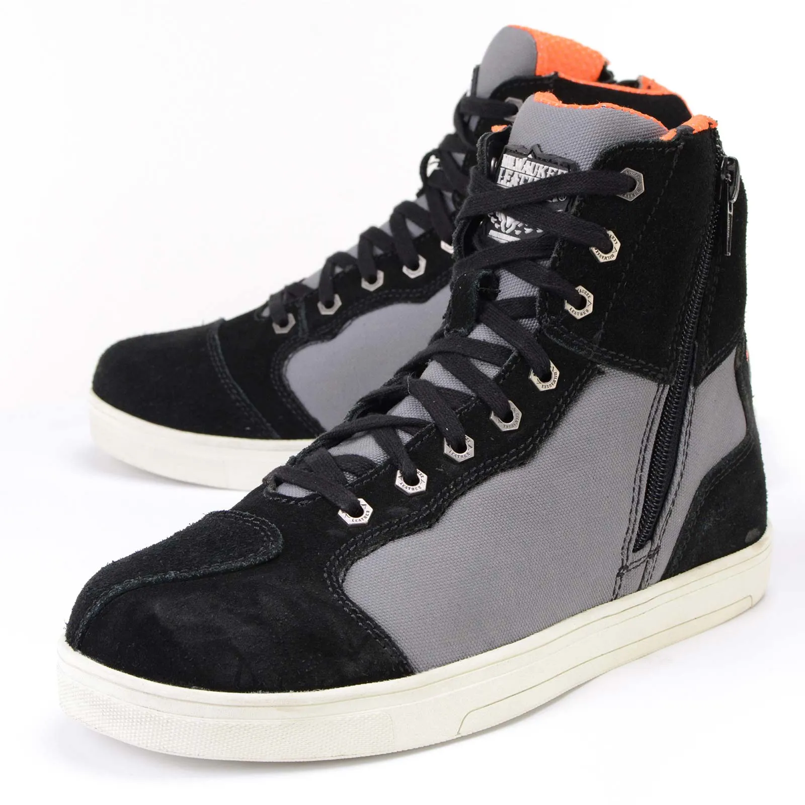 Milwaukee Leather MBM9116 Men's Black Suede and Grey Canvas Street