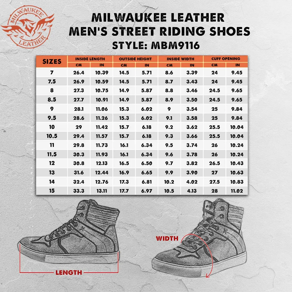 Milwaukee Leather MBM9116 Men's Black Suede and Grey Canvas Street