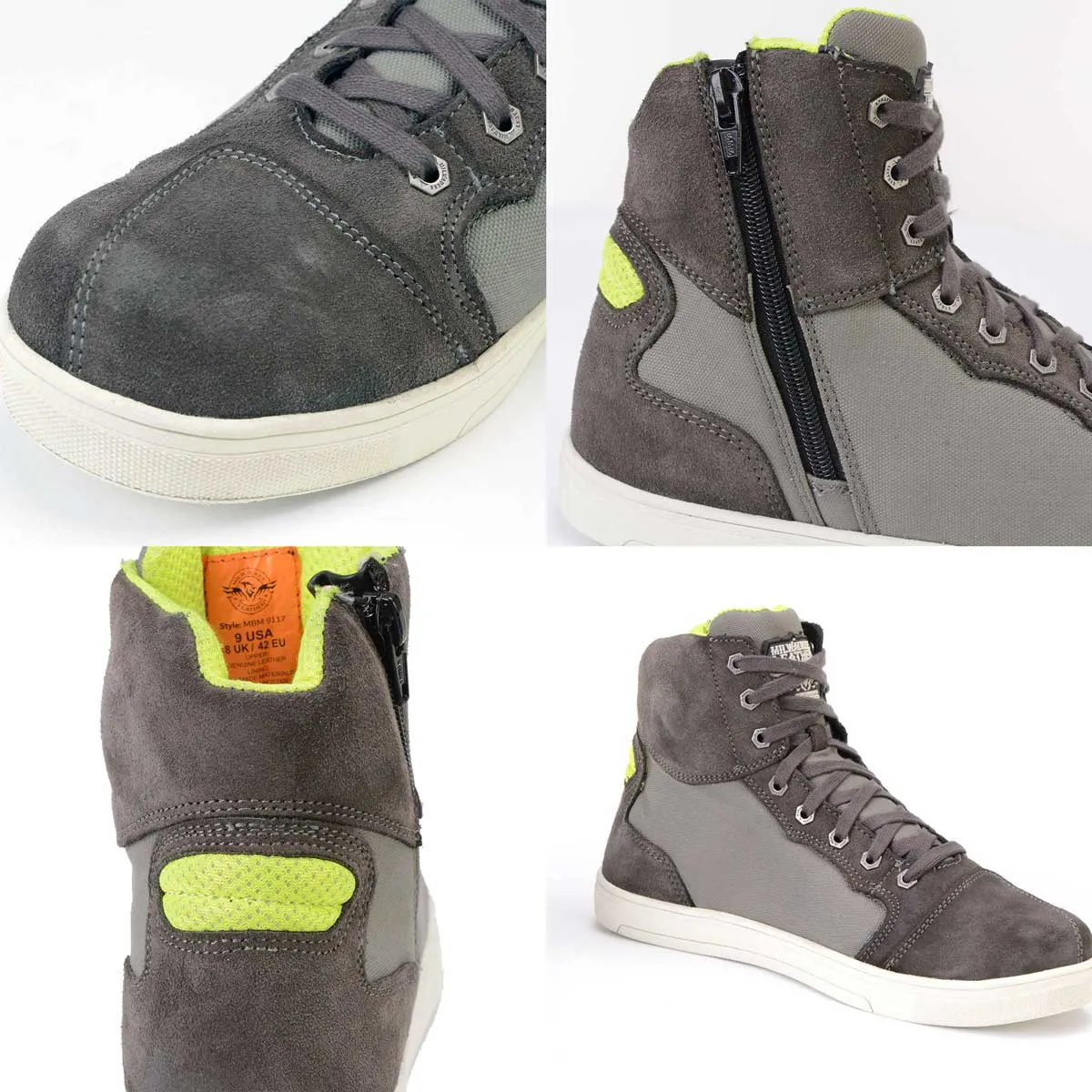 Milwaukee Leather MBM9117 Men's Dark Grey Suede and Grey Canvas Street