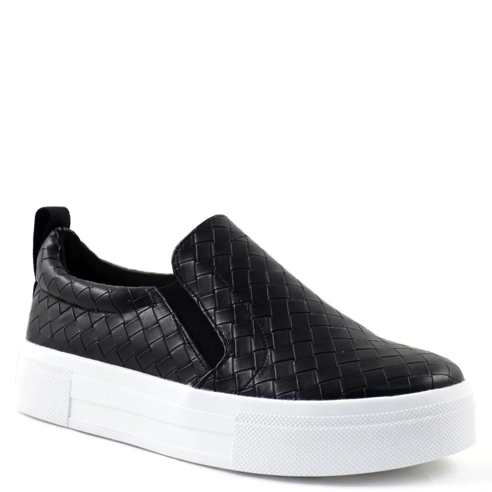 Misbehave Woven Upper Pull Tab Detail Platform Sneakers - Cope 10