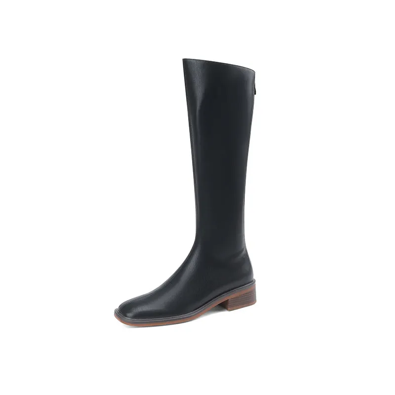 Nancy Black Square Toe Knee High Boots