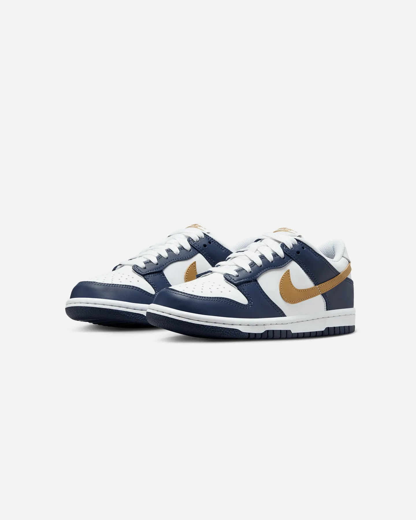 Nike Kids' Dunk Low (GS) White/Wheat-Midnight Navy