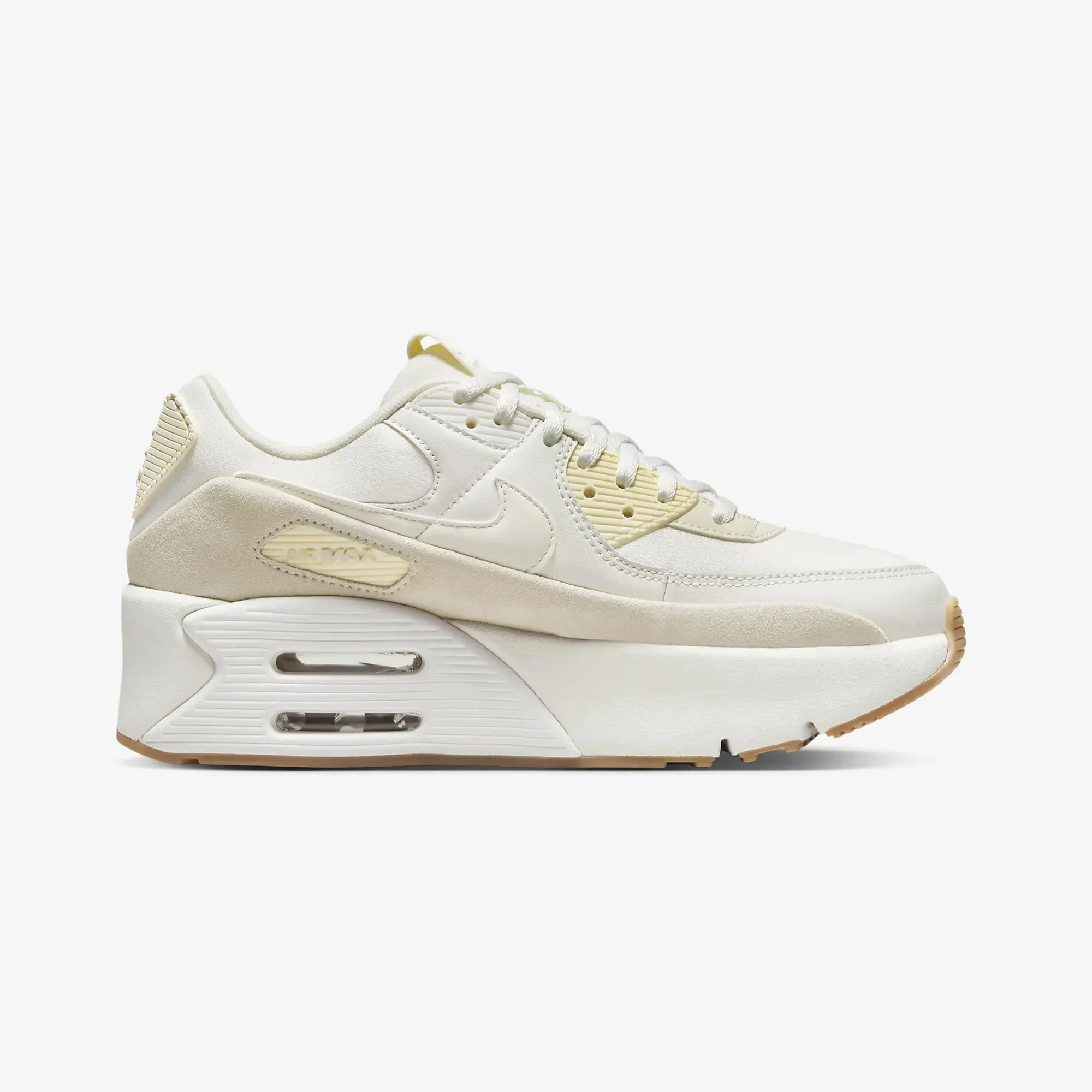 NIKE | WMN'S AIR MAX 90 LV8 { SAIL/SAIL-PHANTOM-LT OREWOOD BRN