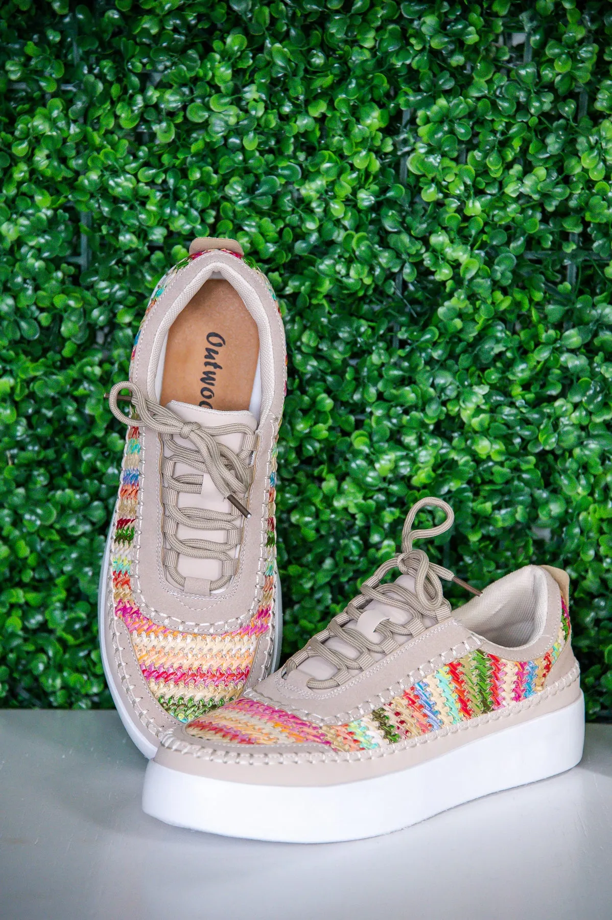 Pep In My Step Fuchsia/Multi Color Woven Sneakers - SHO2718FU