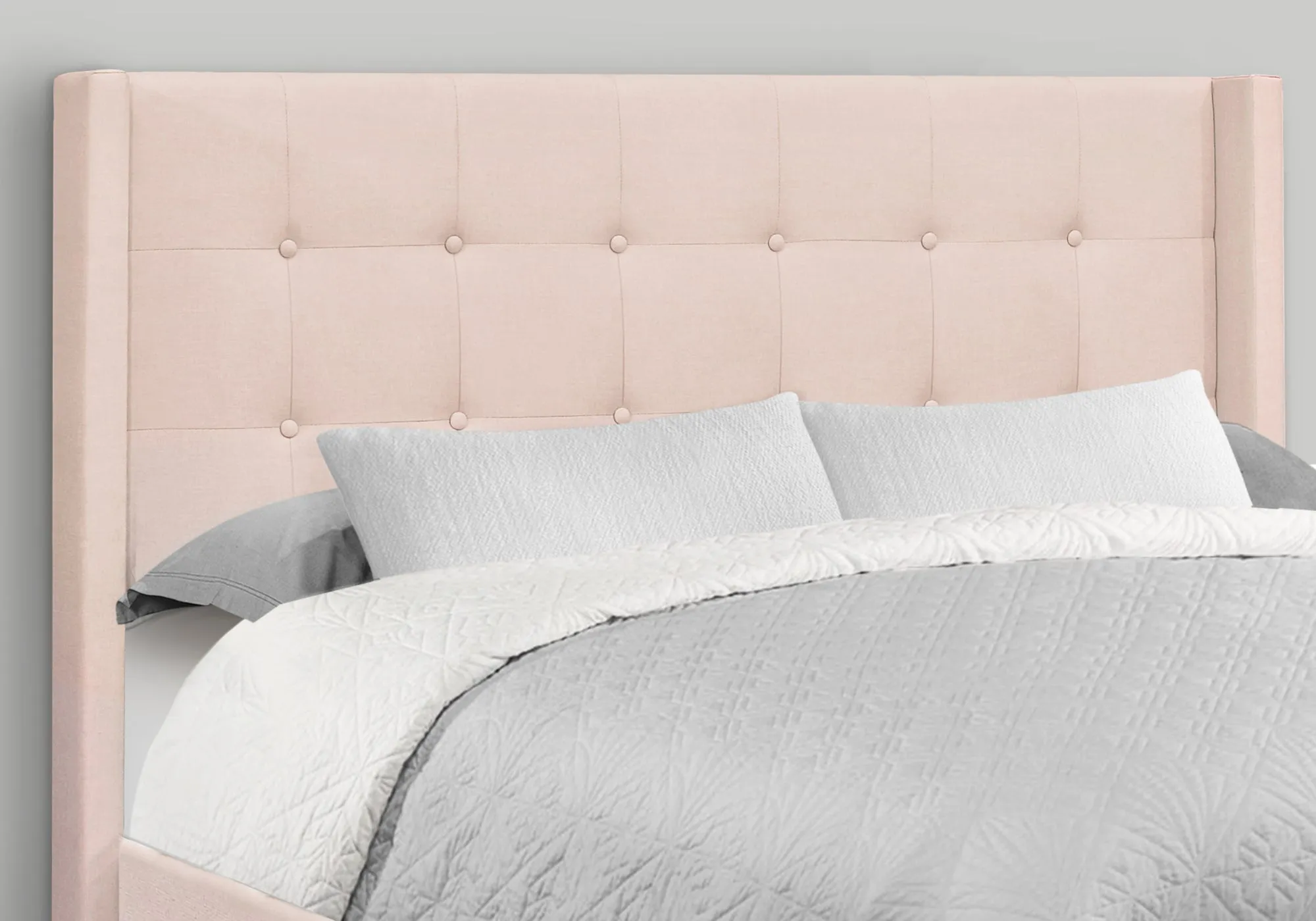 Pink Velvet Upholstered Queen Size Bed with Chrome Metal Legs