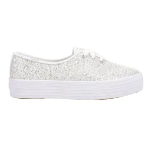 Point Glitter Lace Up Platform Sneakers