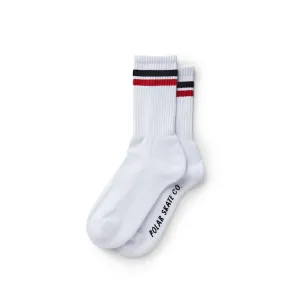 Polar Skate Co Stripe Socks - White / Black / Red