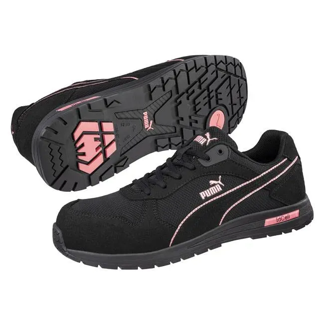 Puma Women's 643125  Frontside Black Pink Low Composite Safety Toe Metal Free Work Shoes