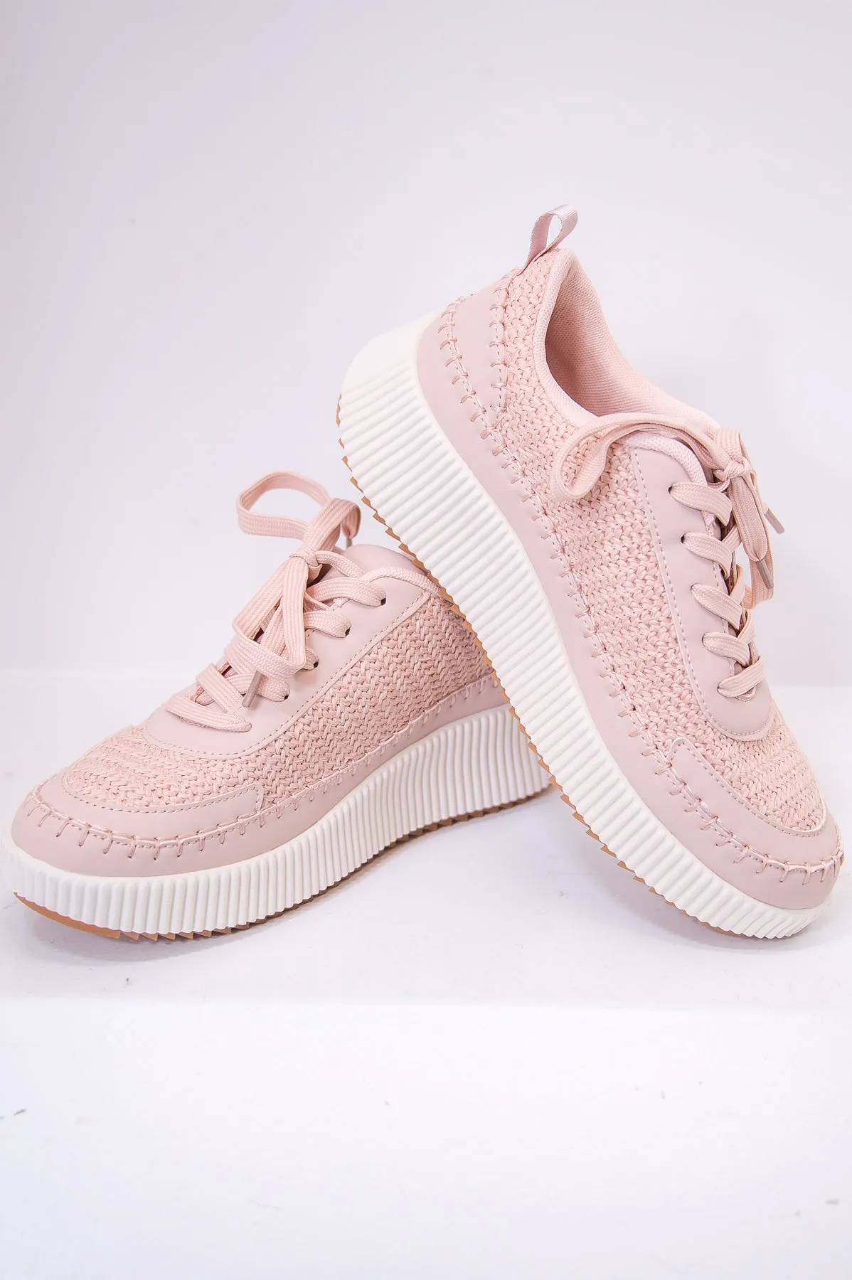 Ray Of Hope Blush Solid Woven Platform Sneakers - SHO2653BS