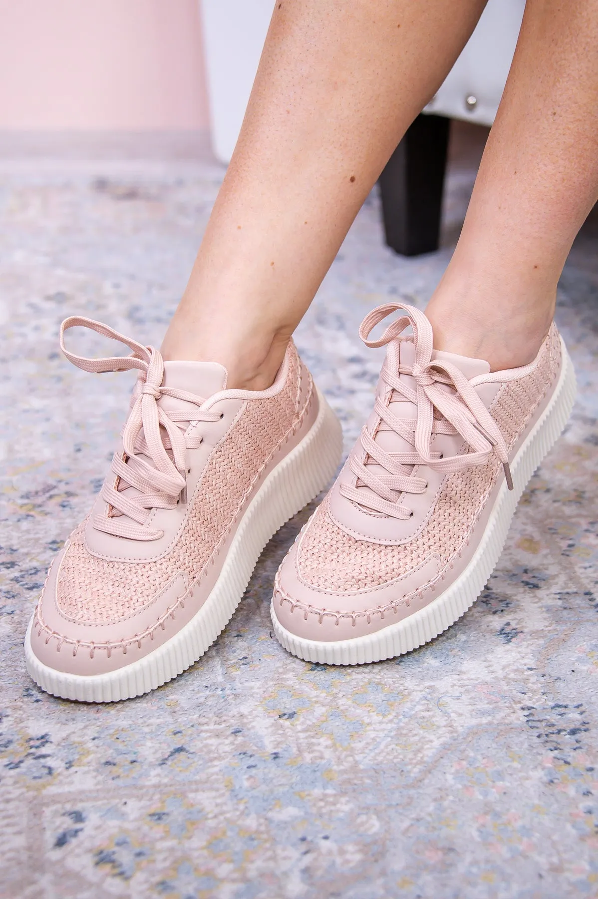 Ray Of Hope Blush Solid Woven Platform Sneakers - SHO2653BS