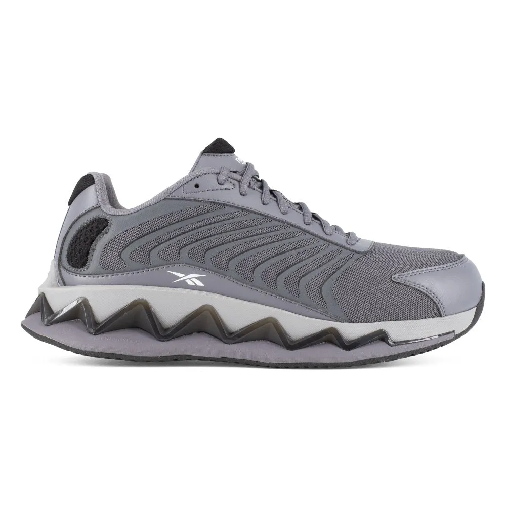 Reebok Men's Zig Elusion Low Cut Work Sneaker Composite Toe Rb3224 In Grey And Black