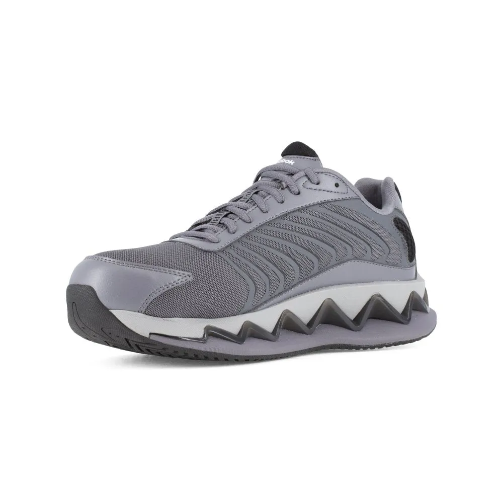 Reebok Men's Zig Elusion Low Cut Work Sneaker Composite Toe Rb3224 In Grey And Black