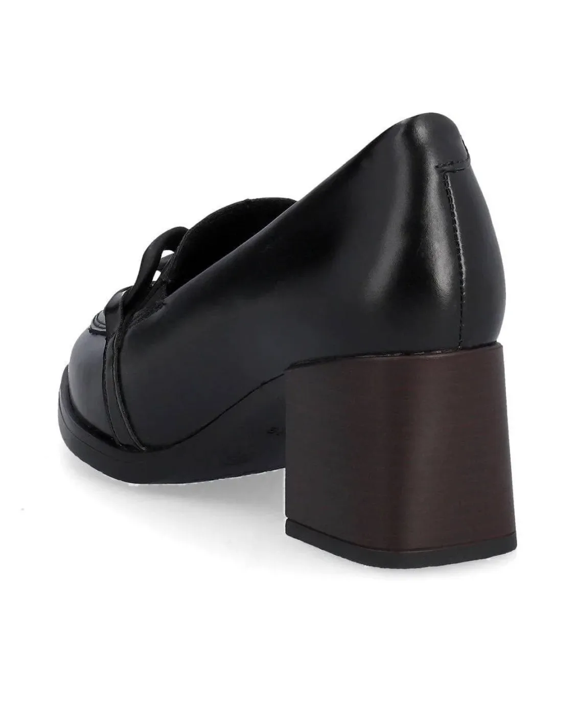 Remonte D0V00-01 Black Leather Block Heeled Shoes