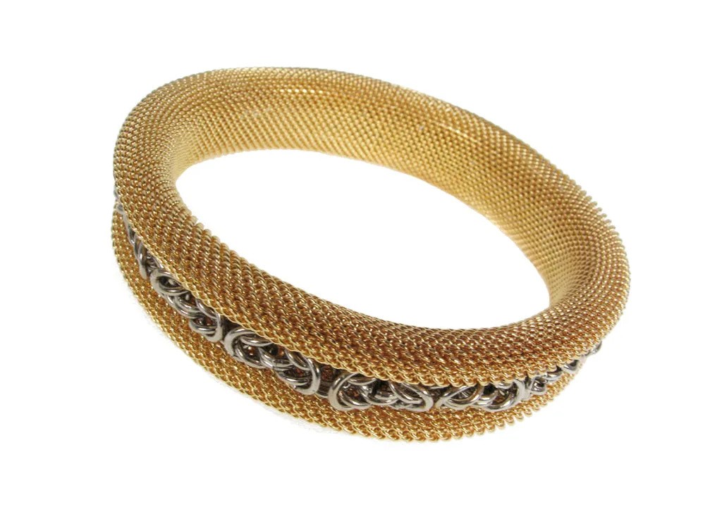 Rolled Mesh Bracelet With Insert Accent