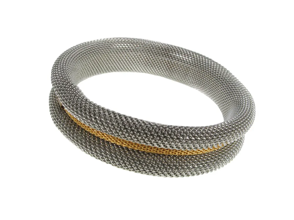 Rolled Mesh Bracelet With Insert Accent