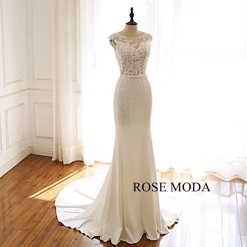 Rosemoda Lace Crepe sheath Mermaid Wedding Dress