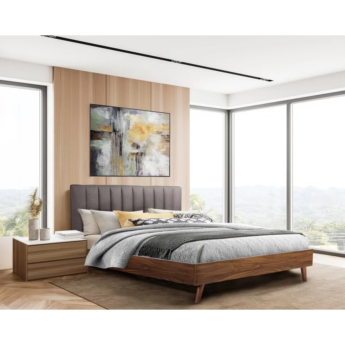 Sasha Full Platform Bed with Upholstered Headboard