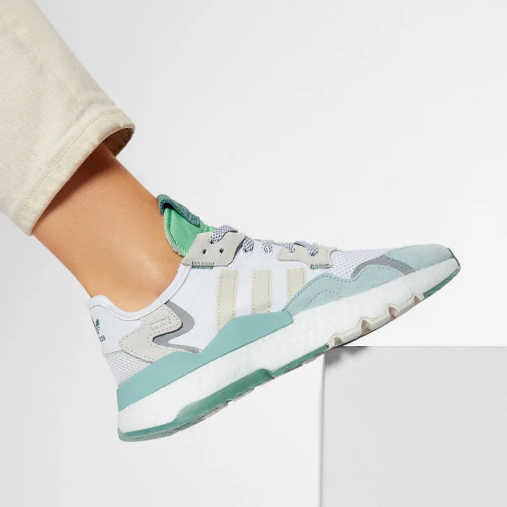 Scarpe Donna ADIDAS Sneakers linea Nite Jogger W colore Bianco e Verde