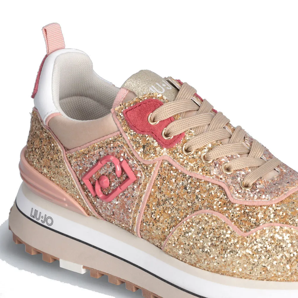 Scarpe Donna LIU JO Maxi Wonder 24 Sneakers Platform con Glitter All Over colore Gold