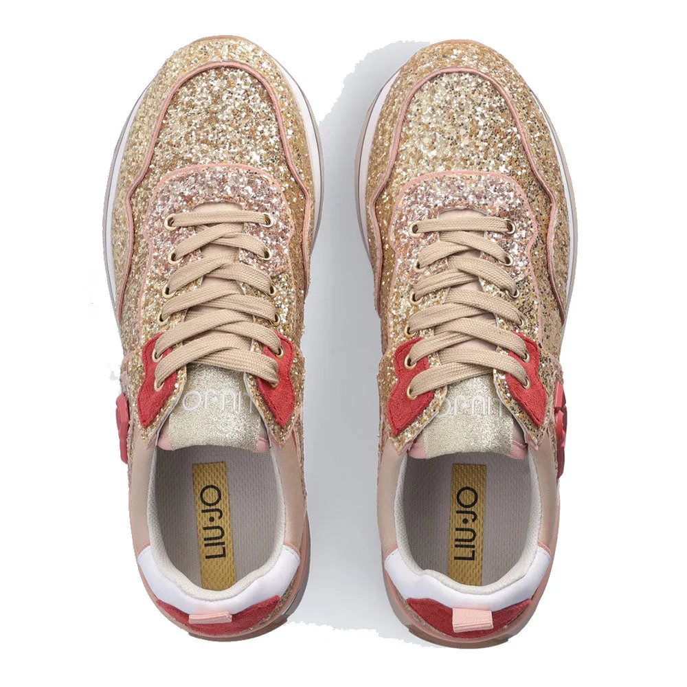 Scarpe Donna LIU JO Maxi Wonder 24 Sneakers Platform con Glitter All Over colore Gold