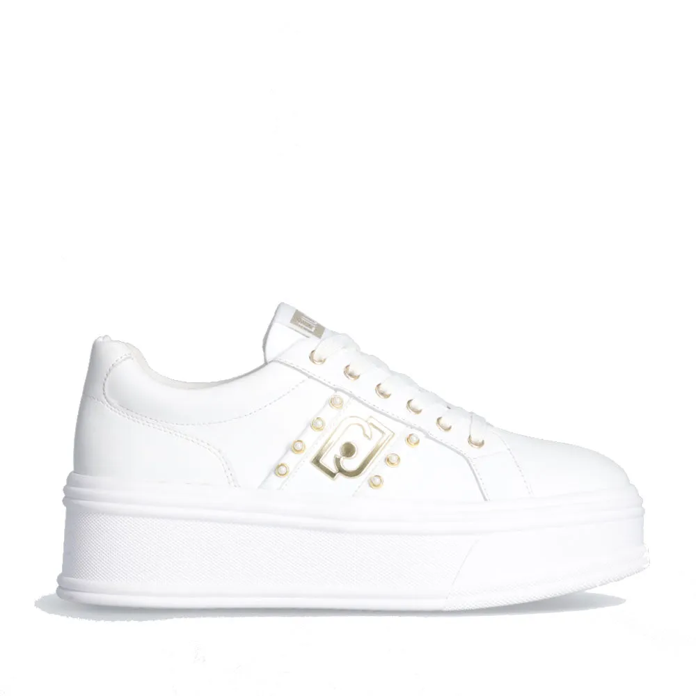 Scarpe Donna LIU JO Selma 04 Sneakers Platform in Pelle Bianca con Perle