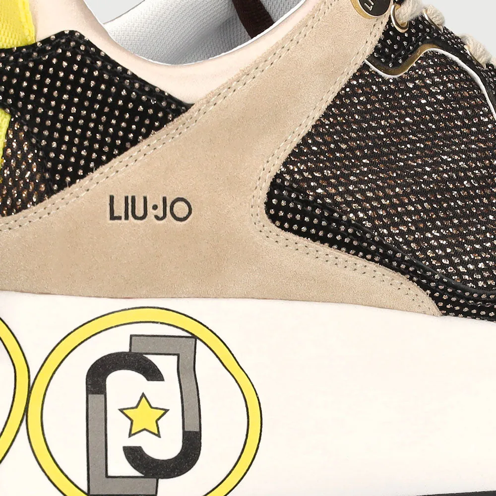 Scarpe Donna LIU JO Sneakers Maxi Platform in Suede e Mesh Glitter Gold