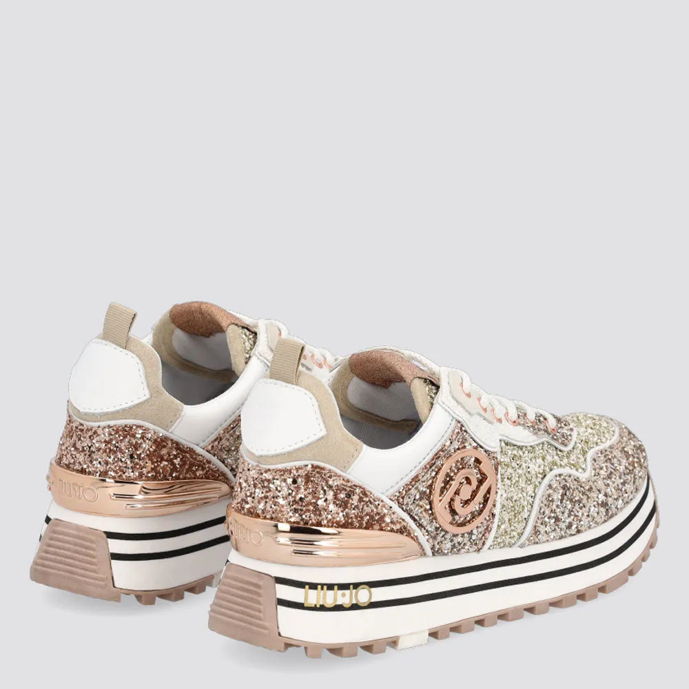 Scarpe Donna LIU JO Sneakers Platform con Glitter colore Rose Gold