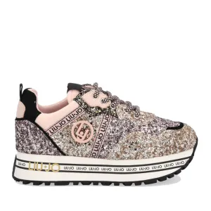 Scarpe Junior LIU JO linea Maxi Wonder 3 Sneakers Platform con Glitter Platino