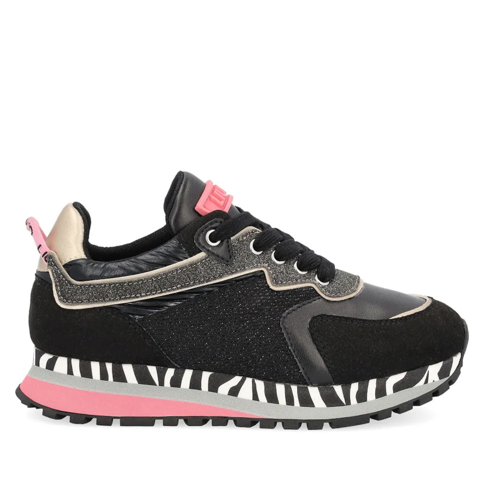 Scarpe Junior LIU JO linea Wonder 140 Sneakers in Tessuto Mesh e Suede Nero