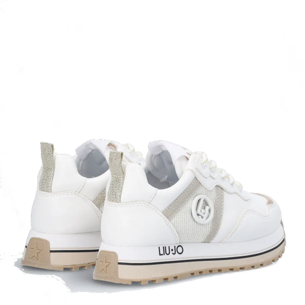 Scarpe LIU JO Sneakers Platform Maxi Wonder 518 Bianche con Dettaglio Glitter