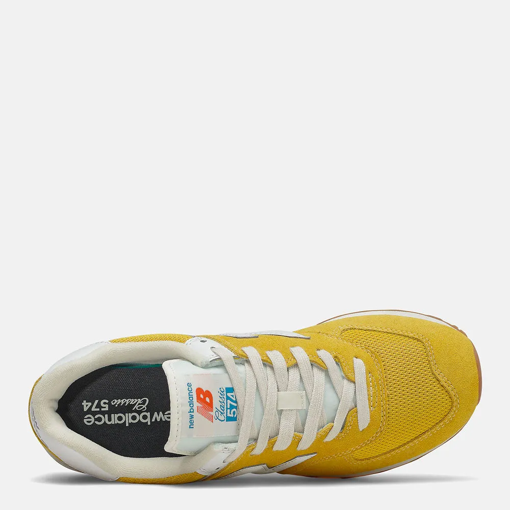 Scarpe Uomo NEW BALANCE Sneakers 574 in Suede e Mesh colore Varsity Gold e Deep Sky