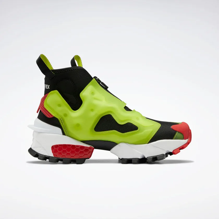 Scarpe Uomo REEBOK Sneakers linea Instapump Fury X in Goretex Infinium colore Verde Acido e Nero