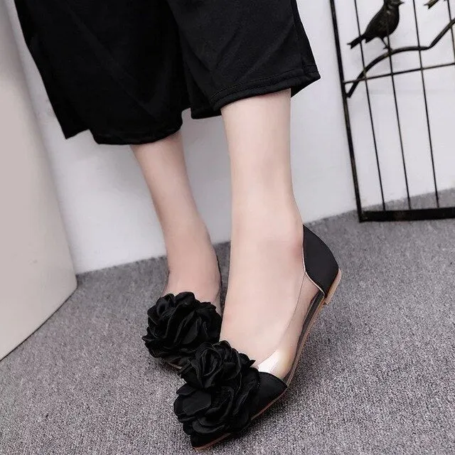 Spring Flats Women Shoes Transparent  Pointed Toe Slip