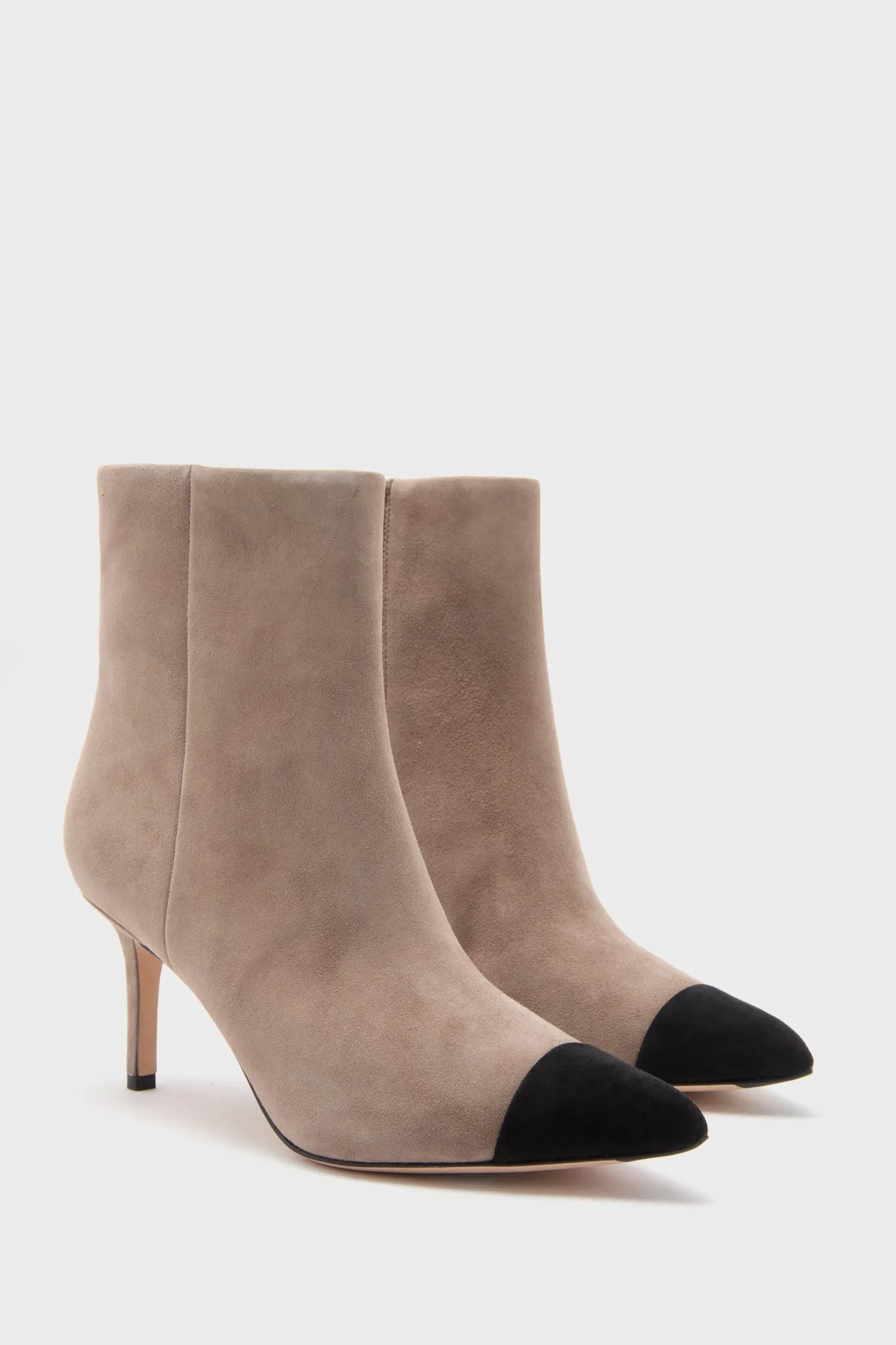 Taupe and Black Lisa Cap Toe Boots