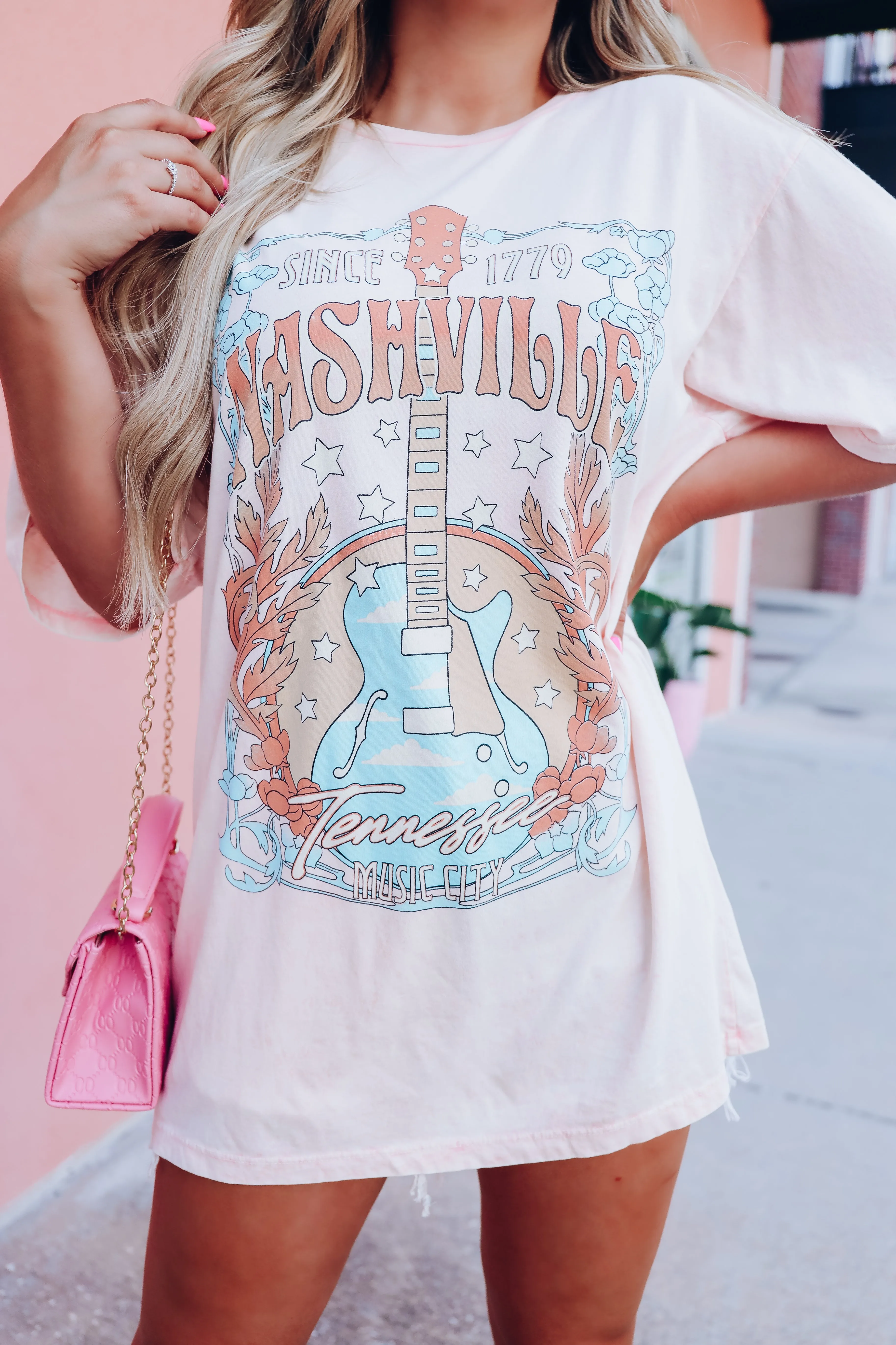 Tennessee Music City Graphic Tee - Pink