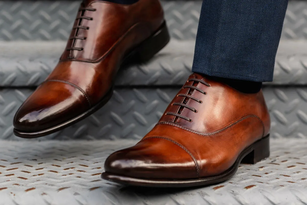 The Cagney II Stitched Cap-Toe Oxford - Brown