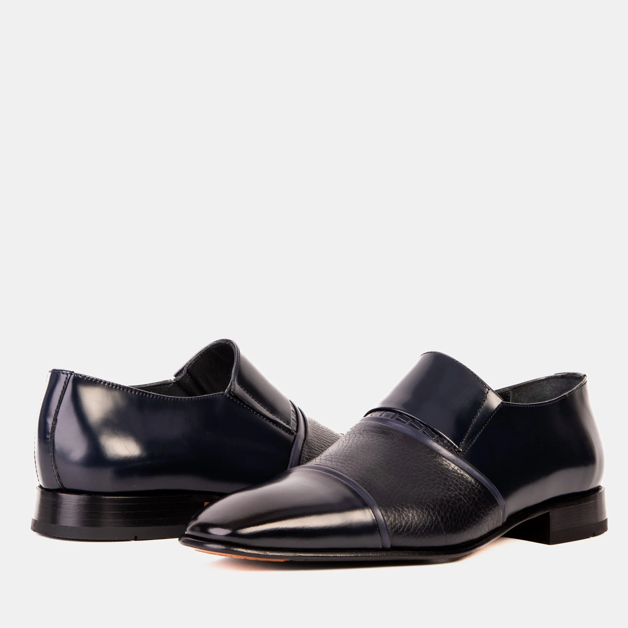 The Everest Navy Leather Cap Toe Dress Loafer Men Shoe