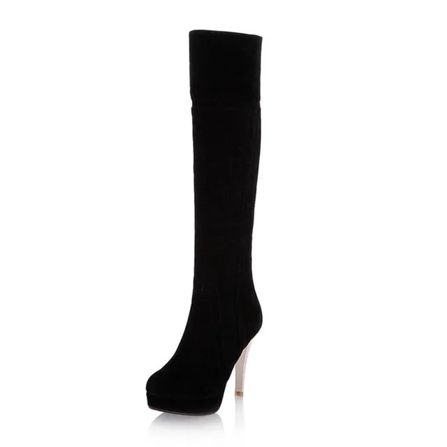 Thin High Heels knee-high  Zip Up Sexy Party Boots