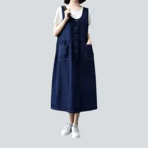 Timeless classic dark wash denim dress