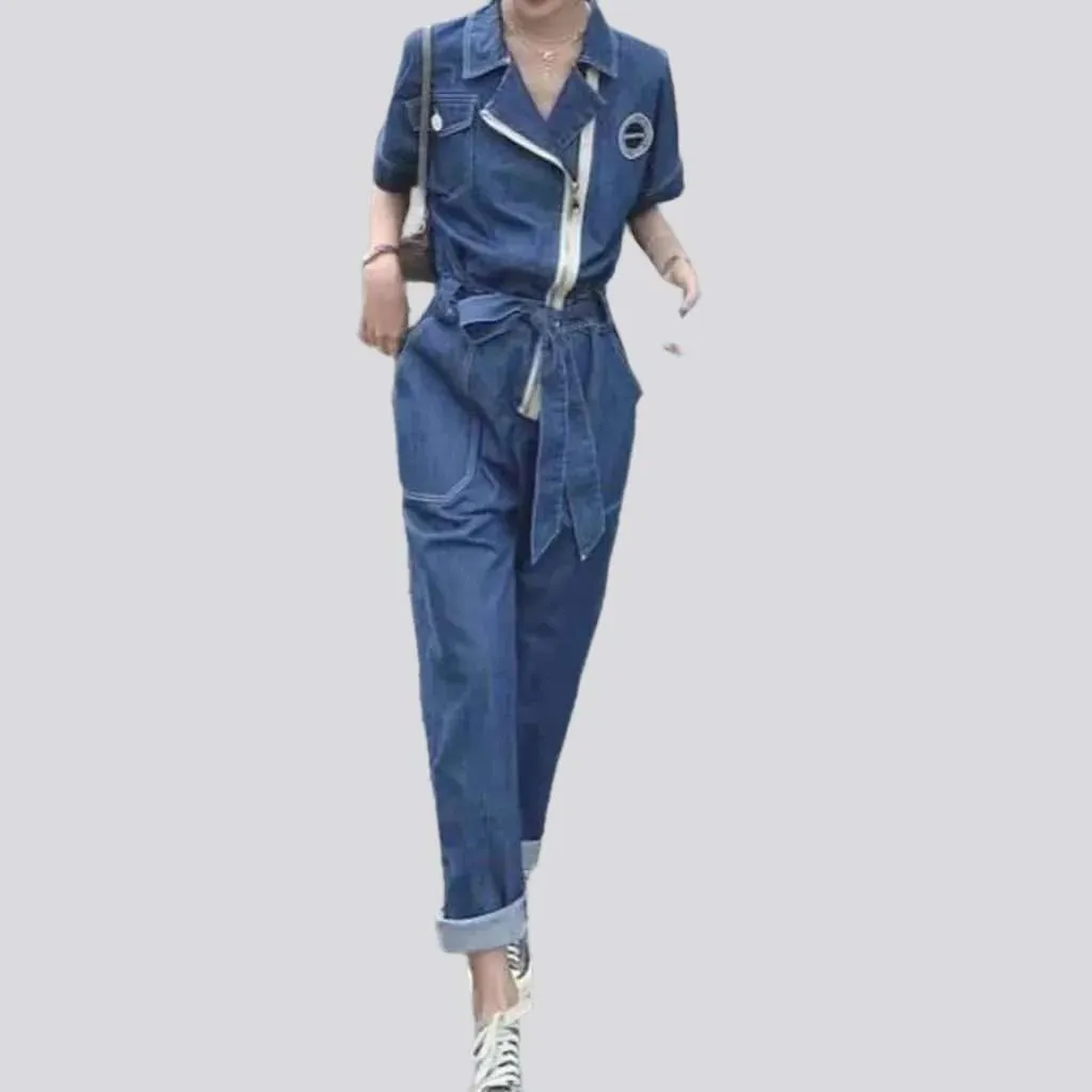 Trendy loose women's denim jumpsuit