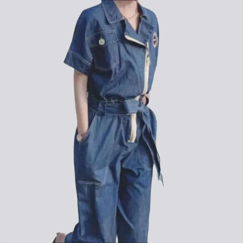 Trendy loose women's denim jumpsuit