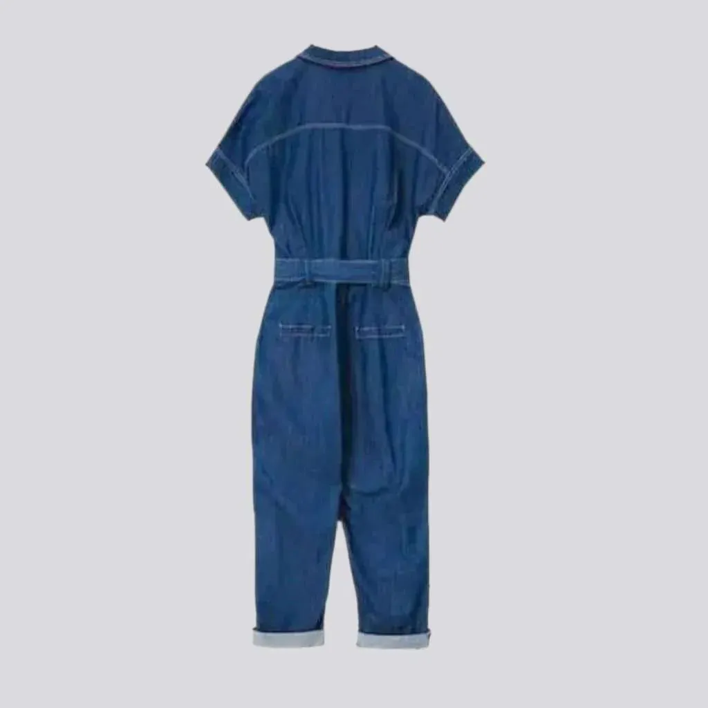 Trendy loose women's denim jumpsuit