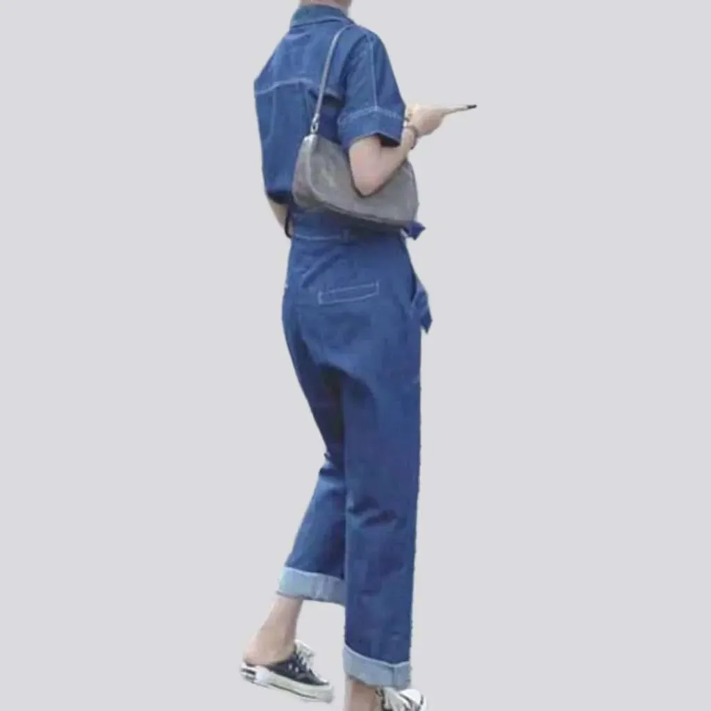 Trendy loose women's denim jumpsuit