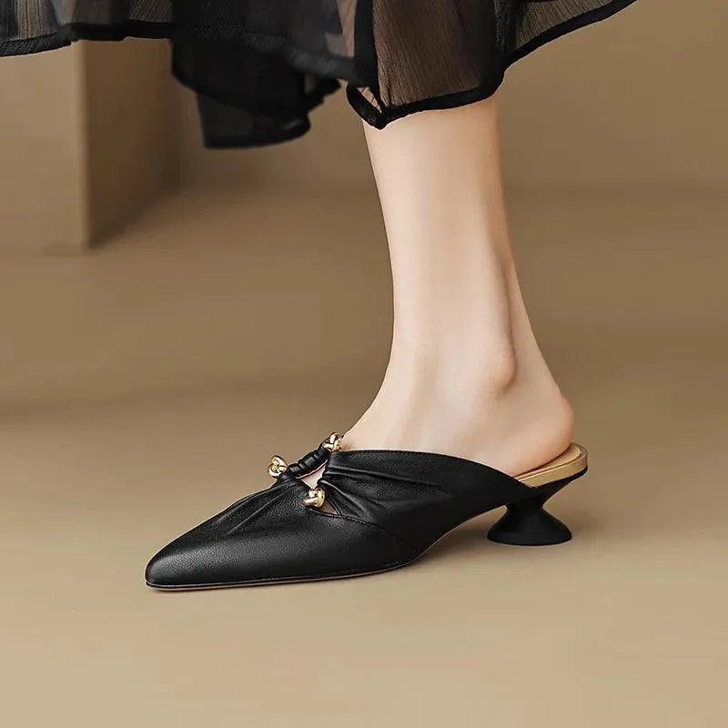 TSS69 Leather Slippers Sandals - Women's Casual Shoes